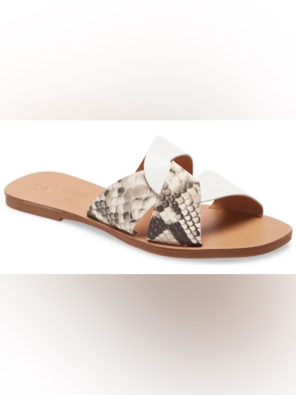 Seychelles Ray Of Sunshine White Snake-Print Slide Sandals